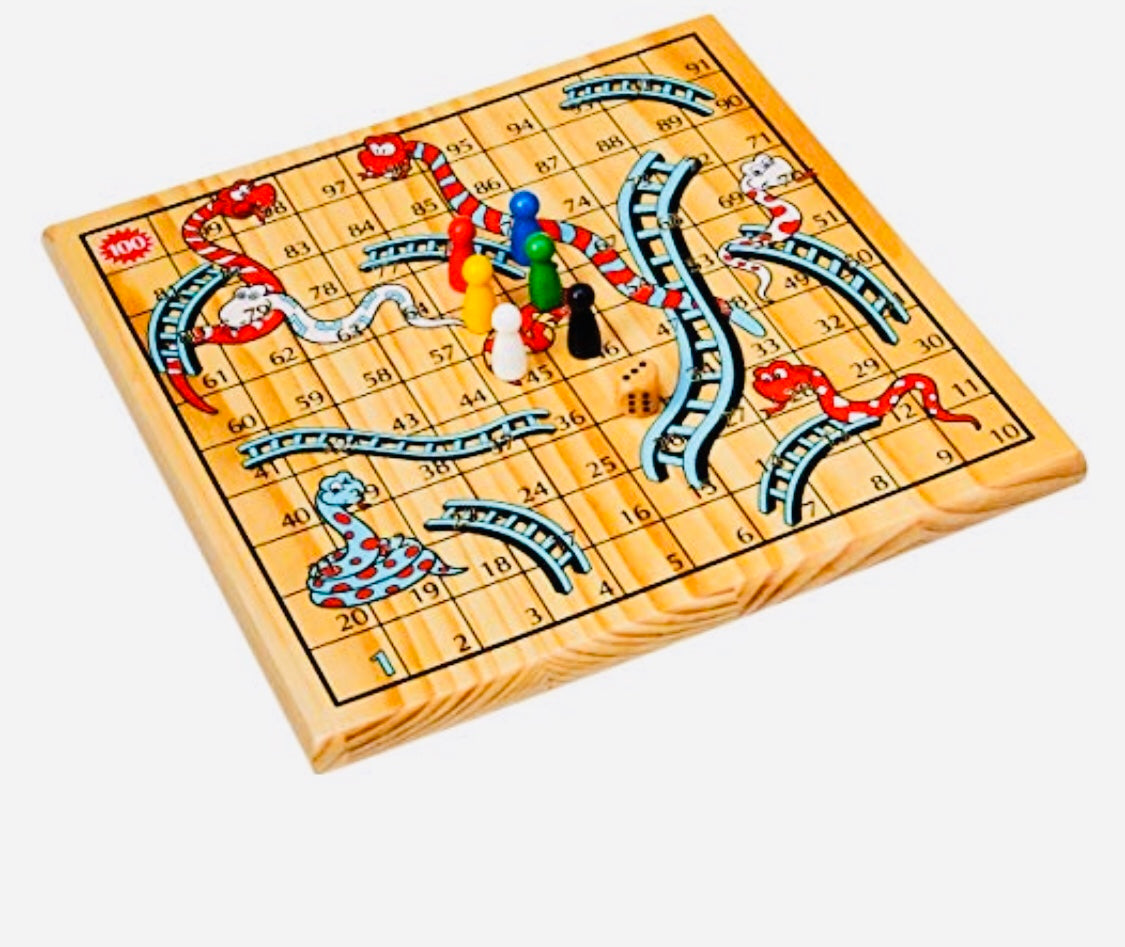 Wooden Snake and Ladder Game