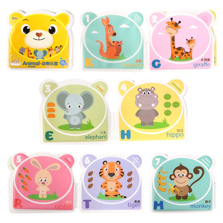 Soft Baby EVA Cartoon Bath Books with BB Whistle Early Educational Bathroom Toys Activity Waterproof Pages Baby Book for Toddler