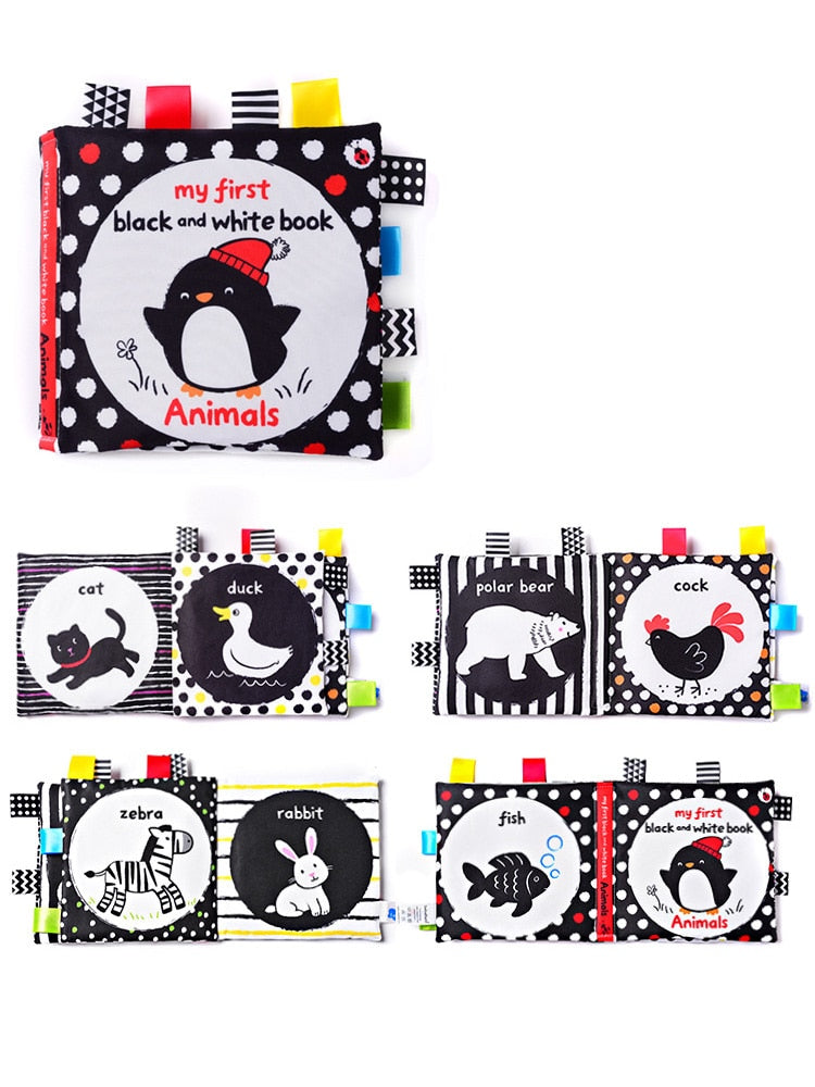 Montessori Baby Visual Stimulation Card Black White High Contrast Flash Cards for Kids Educational Sensory Book Baby Flashcards