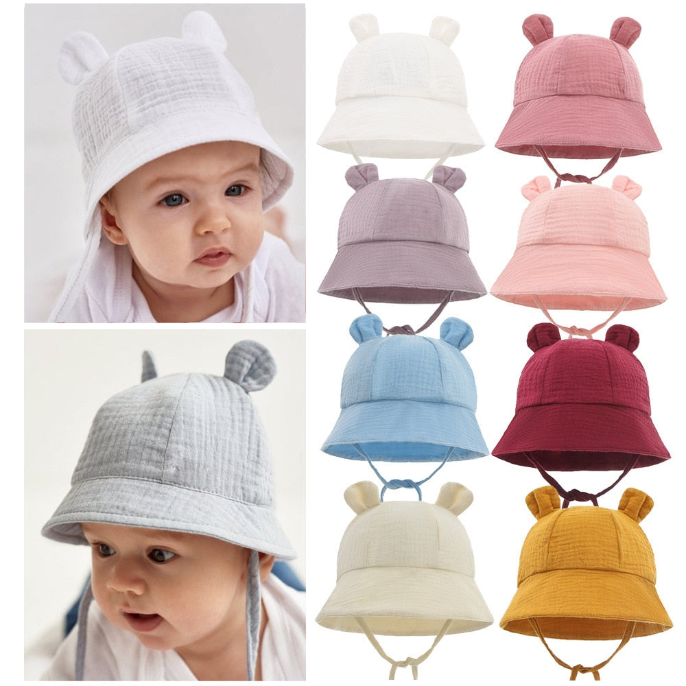 Spring Autumn Solid Color Soft Baby Bucket Hat Cotton Fisherman Hats Kids Summer Toddler Boys Girls Panama Sun Cap 2021 New