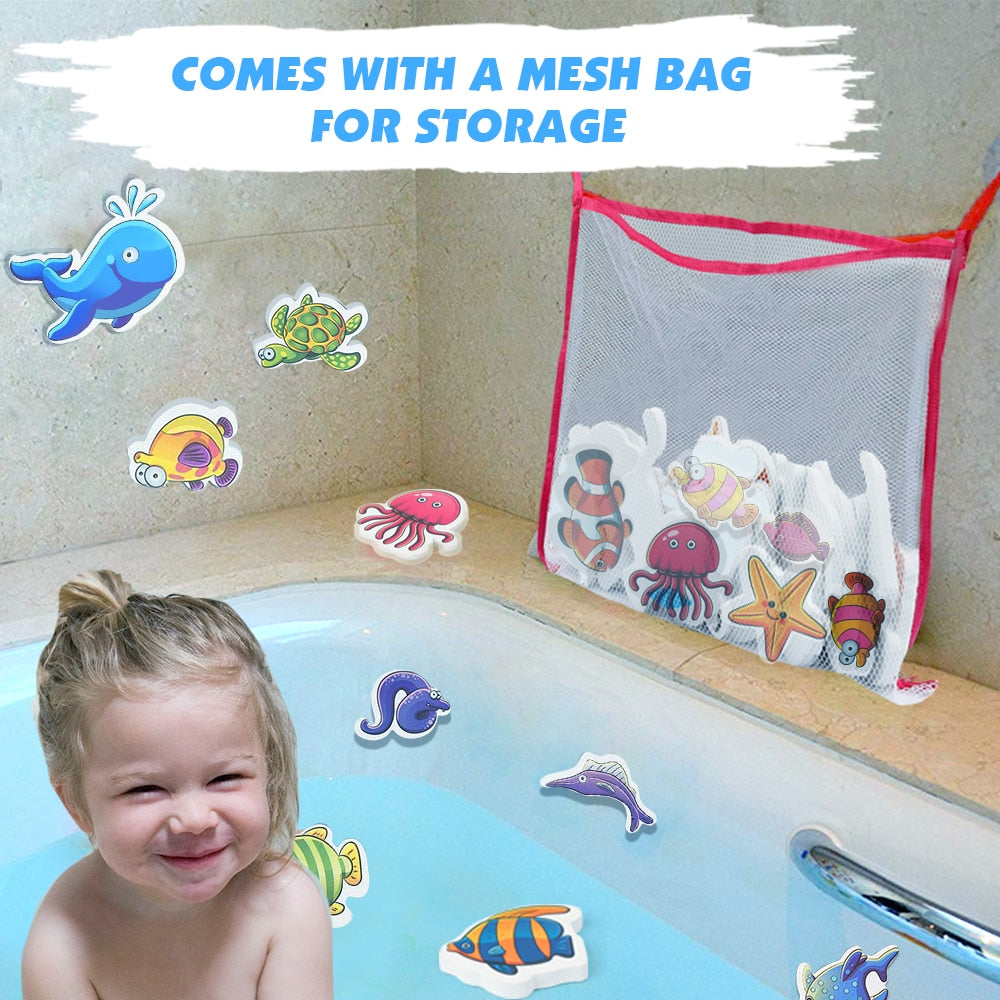 Coogam Foam Bath Sticker-30 Pcs Underwater Ocean Sea Animal Baby Bath Play Bathtub Floating Toy Set Swimming Toy for Toddler Kid