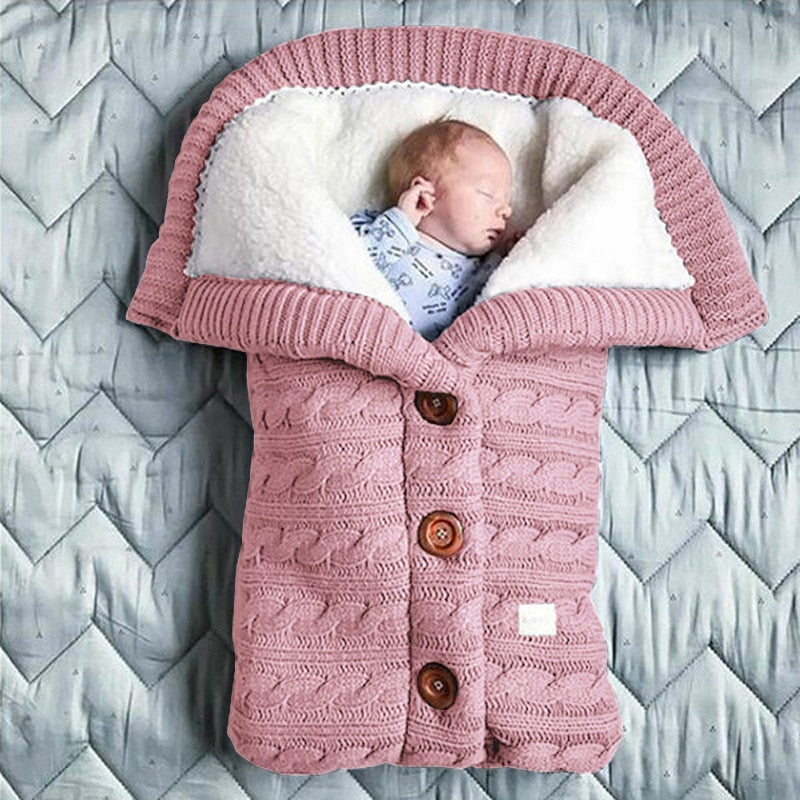 SMGSLIB Baby Winter Warm Sleeping Bags Infant Button Knit Swaddle Wrap Swaddling Stroller Wrap Toddler Blanket Sleeping Bags