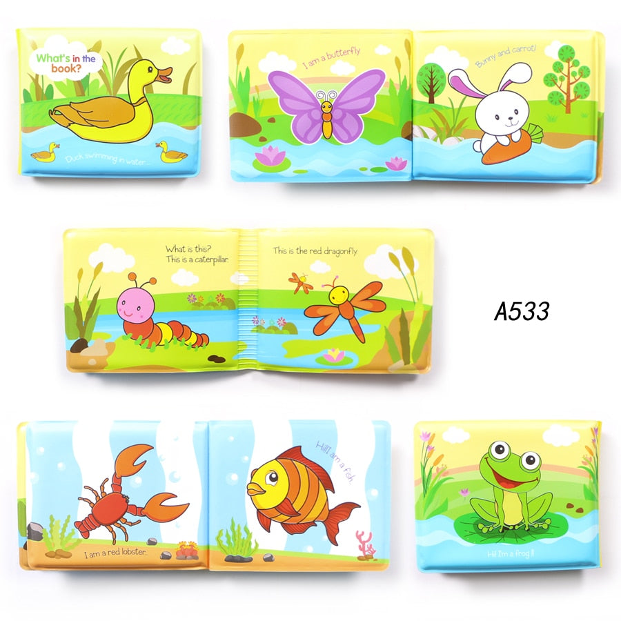 Soft Baby EVA Cartoon Bath Books with BB Whistle Early Educational Bathroom Toys Activity Waterproof Pages Baby Book for Toddler