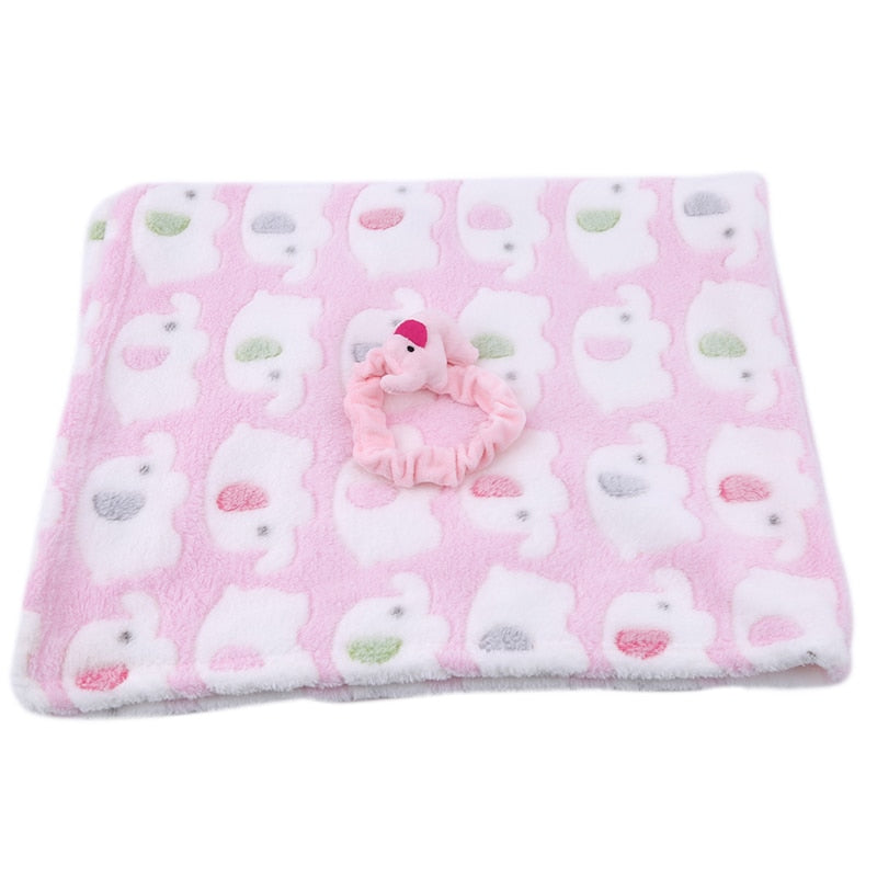 Cute Elephant Cartoon Baby Blanket Newborn Elephant Air Conditioning Quilt Coral Velvet Pillow Quilt dual-use Baby Products