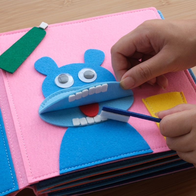 Montessori children Busy Board DIY Rainbow Cloth Book Education Toys Habits Knowledge Developing Basic self care skills training
