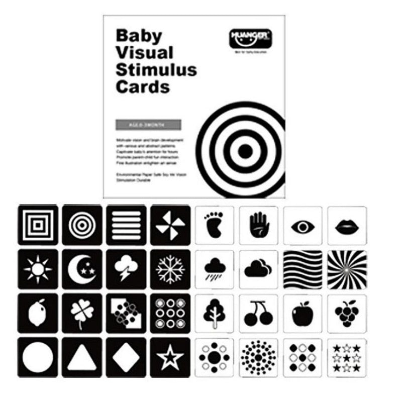 Montessori Baby Visual Stimulation Card Black White High Contrast Flash Cards for Kids Educational Sensory Book Baby Flashcards