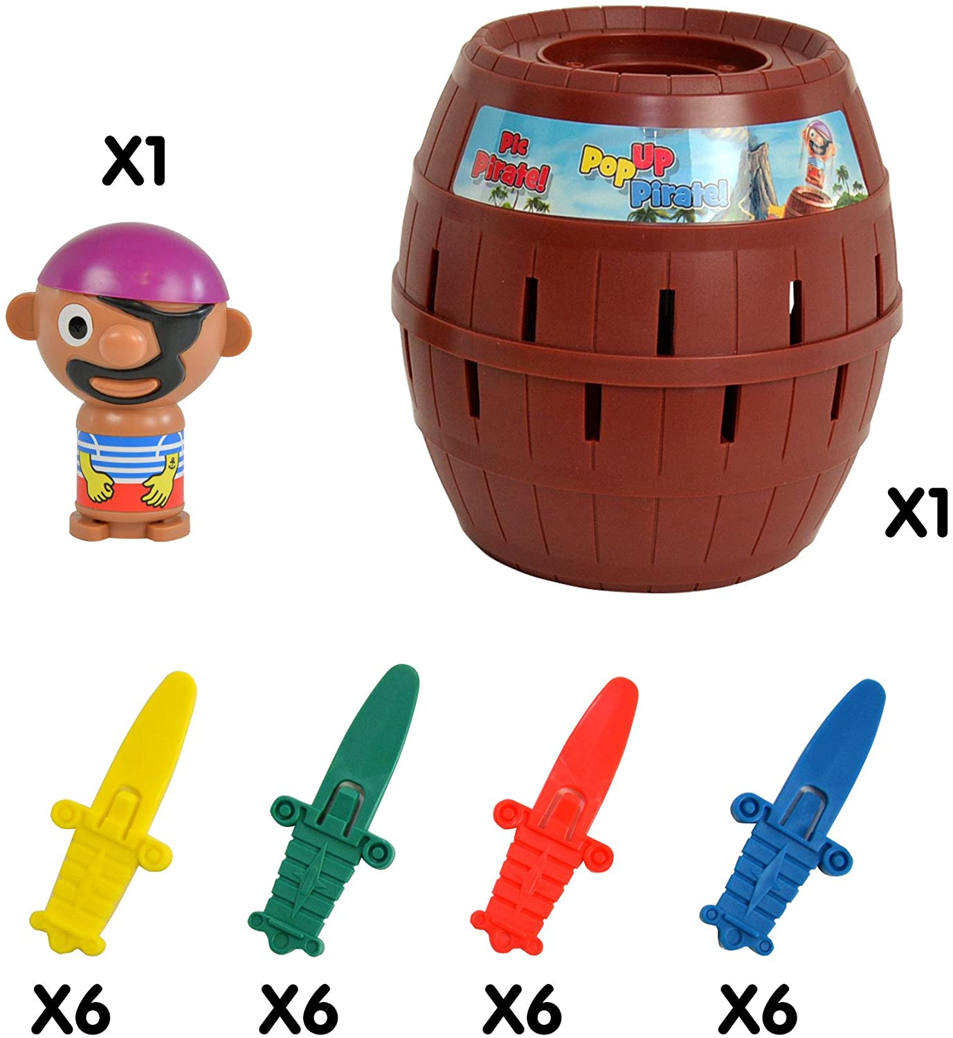 Pop Up Pirate Action Game, 10.8 Inches Brown