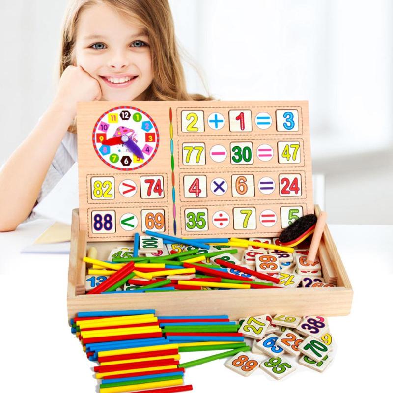 Wooden Kids Mathematics Teaching Box Set for Number Counting