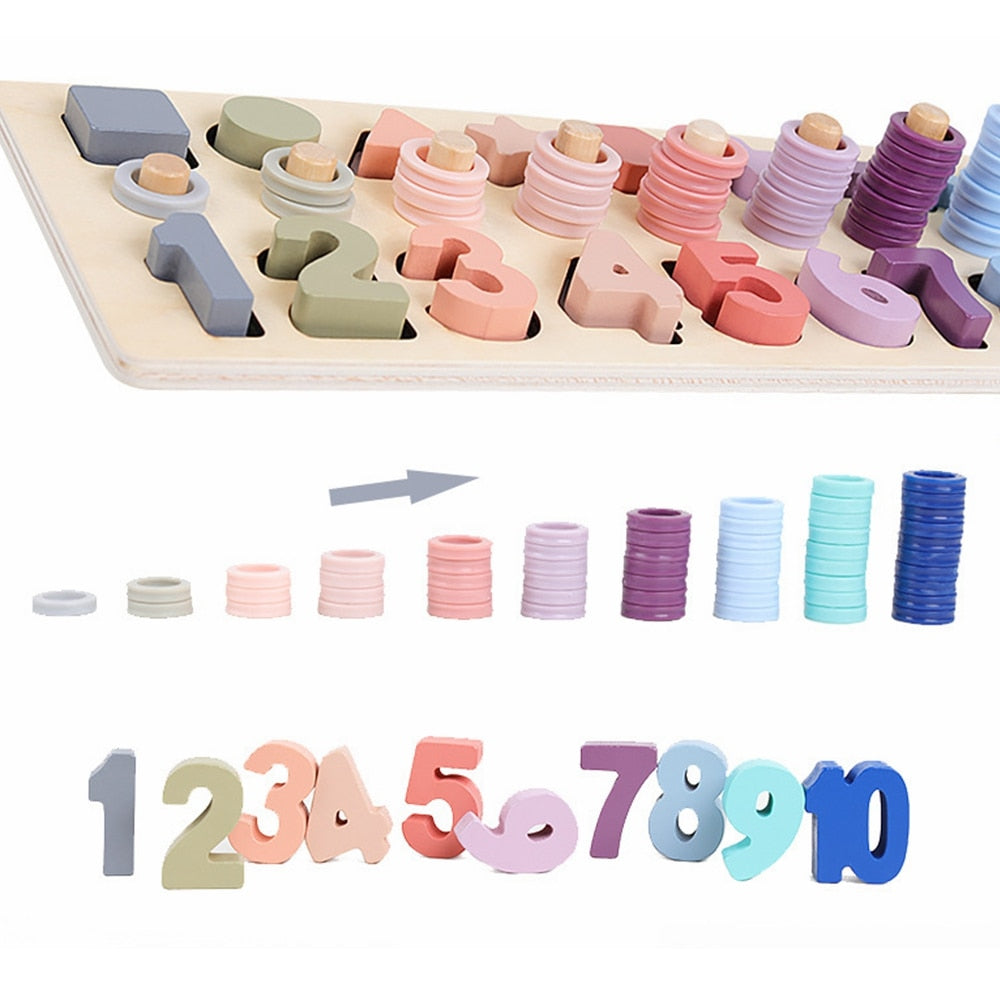 Wooden Toys Count Geometric Shape Cognition