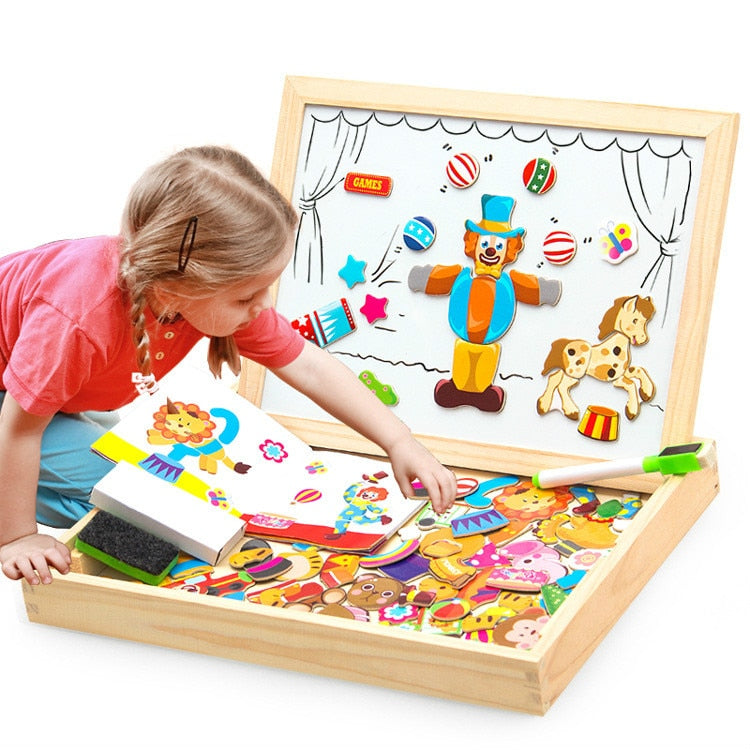 Wooden Magnetic Puzzle Drawing Board